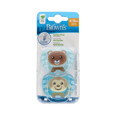 CHUPETE SILICONA DR BROWN´S PREVENT CLASSIC ANIMAL FACES 6 - 12 MESES 2 UNIDADES NIÑO