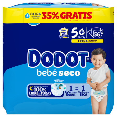 PAÑAL INFANTIL DODOT BEBE SECO VALUE TALLA 5 11-16 KG 54 UNIDADES PACK