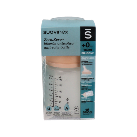 BIBERON ANTICOLICO TETINA LACTANCIA SILICONA MIXTA SUAVINEX 180 ML