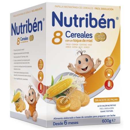 NUTRIBEN 8 CEREALES Y MIEL GALLETAS MARIA 1 ENVASE 600 g