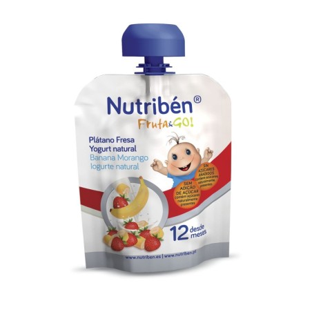 NUTRIBEN FRUTA & GO PLATANO FRESA YOGURT NATURAL 1 ENVASE 90 g