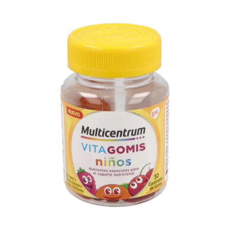 MULTICENTRUM VITAGOMIS NIÑOS 30 CARAMELOS DE GOMA SABOR FRUTOS CEREZA NARANJA Y FRESA/FRAMBUESA