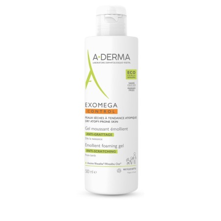 A-DERMA EXOMEGA CONTROL GEL LIMPIADOR EMOLIENTE 2 EN 1 CUERPO Y CABELLO 1 ENVASE 500 ml