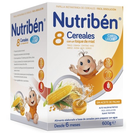NUTRIBEN 8 CEREALES Y MIEL C LECHE ADAPTADA 1 ENVASE 600 g