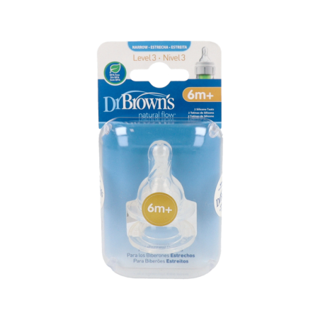 TETINA SILICONA FLOW ESTANDAR DR BROWN´S NATURAL + 6 MESES N3 2 UNIDADES