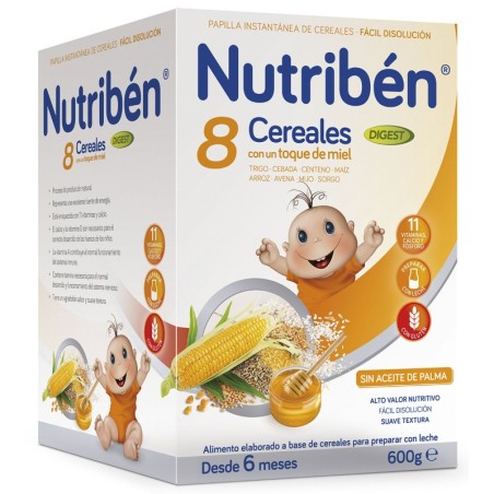 PAPILLA NUTRIBEN 8 CEREALES Y MIEL DIGEST 1 ENVASE 600 g