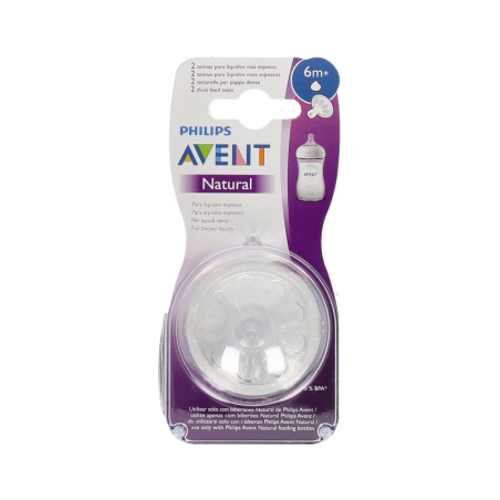 TETINA NATURAL LIQUIDOS ESPESOS AVENT PHILIPS + 6 MESES 2 UNIDADES