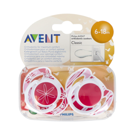 CHUPETE SILICONA ANATOMICO PHILIPS AVENT 6 - 18 MESES 2 UNIDADES DECORADOS