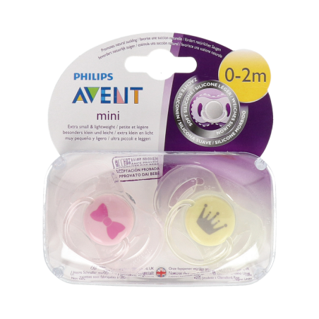 CHUPETE MINI SILICONA PHILIPS AVENT 0 - 2M 2 UNIDADES NIÑA