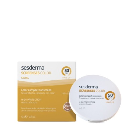 SESDERMA SCREENSES FOTOPROTECTOR COMPACTO CON COLOR SPF50 1 ENVASE 10 g COLOR BROWN