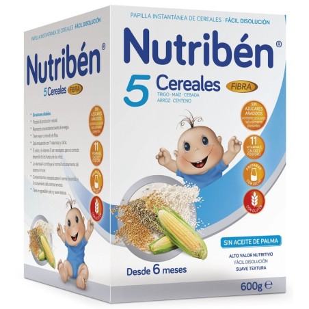 NUTRIBEN PAPILLA 5 CEREALES FIBRA 1 ENVASE 600 g