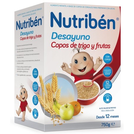 NUTRIBEN DESAYUNO COPOS DE TRIGO CON FRUTAS 1 ENVASE 750 g