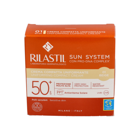 RILASTIL SUN SYSTEM 50+ CREMA COMPACTA 1 ENVASE 10 g COLOR 01 BEIGE