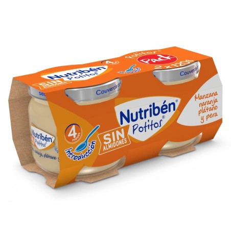 NUTRIBEN POTITOS MANZANA, NARANJA, PLATANO Y PERA 2 ENVASES 120 g