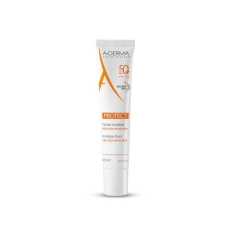 A-DERMA PROTECT FLUIDO INVISIBLE SPF 50+ MUY ALTA PROTECCION 1 ENVASE 40 ml