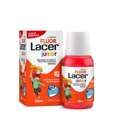 FLUOR LACER JUNIOR ENJUAGUE BUCAL DE USO SEMANAL 1 ENVASE 100 ml SABOR FRESA