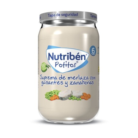 NUTRIBEN SUPREMA DE MERLUZA CON GUISANTES ZANAHORIAS 1 POTITO 235 g