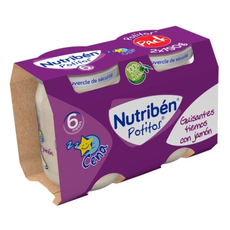 NUTRIBEN CENA GUISANTES TIERNOS CON JAMON 2 POTITOS 190 g