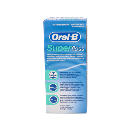 ORAL-B SUPERFLOSS SEDA DENTAL MENTA 50 UNIDADES