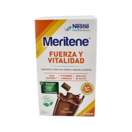 MERITENE FUERZA Y VITALIDAD BATIDO 15 SOBRES 30 g SABOR CHOCOLATE