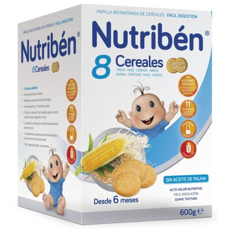 NUTRIBEN PAPILLA 8 CEREALES GALLETAS MARIA 1 ENVASE 600 g