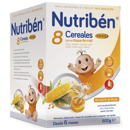 NUTRIBEN 8 CEREALES Y MIEL FIBRA 1 ENVASE 600 g