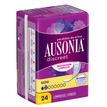 ABSORBENTE INCONTINENCIA ORINA MUY LIGERA AUSONIA DISCREET MINI 20 UNIDADES