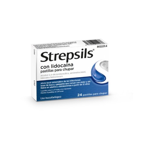 STREPSILS CON LIDOCAINA 24 PASTILLAS PARA CHUPAR