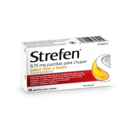 STREFEN 8,75 mg 16 PASTILLAS PARA CHUPAR (SABOR MIEL Y LIMON)