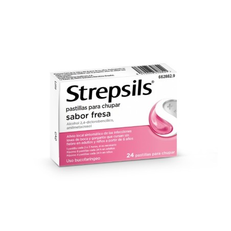 STREPSILS 24 PASTILLAS PARA CHUPAR (SABOR FRESA)