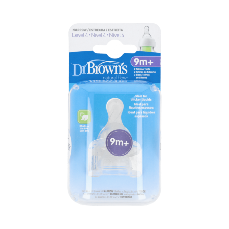 TETINA SILICONA DR BROWN´S NATURAL FLOW ESTANDAR COMILONES 2 UNIDADES N4