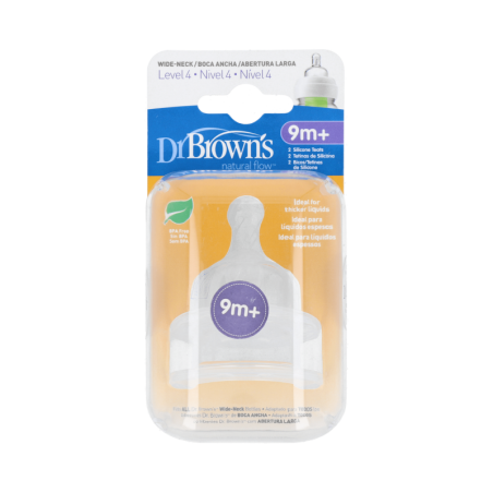TETINA SILICONA BOCA ANCHA OPTIONS+ NIVEL 4 DR BROWN´S NATURAL FLOW 2 UNIDADES