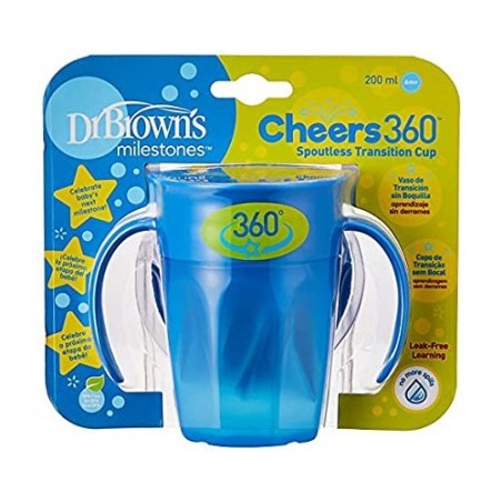 VASO 360º SIN BOQUILLA DR BROWN´S AZUL 200 ML