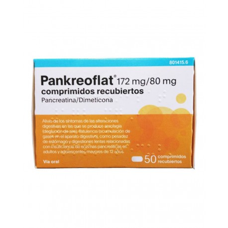 PANKREOFLAT 172 mg/80 mg 50 COMPRIMIDOS RECUBIERTOS