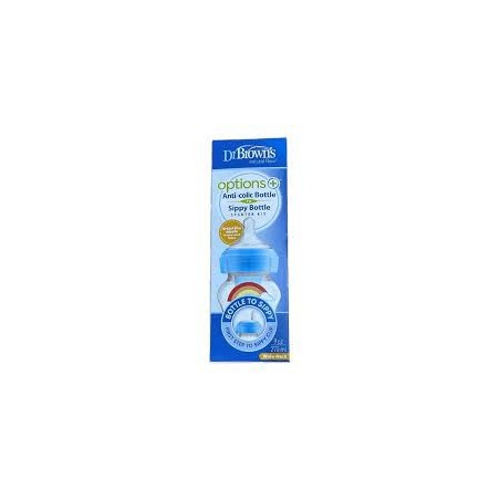 BIBERON DE TRANSICION BOCA ANCHA KIT DR BROWN´S NATURAL FLOW AZUL 270 ML